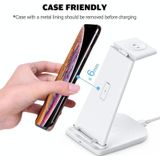 10W 3 in 1 QC 3.0  Vertical Multi-function Wireless Charger with Stand Function  Suitable for Mobile Phones / Apple Watch / AirPods (White)