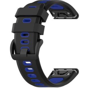 Voor Garmin Fenix 7S 20mm tweekleurige siliconen jack horlogeband (zwart blauw)