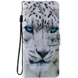 For Samsung Galaxy Note 20 Ultra Painting Horizontal Flip Leather Case with Holder & Card Slot & Lanyard(White Leopard)