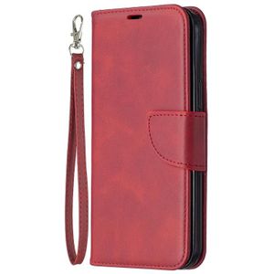For iPhone 12 Pro Max Retro Lambskin Texture Pure Color Horizontal Flip PU Leather Case for iPhone 11  with Holder & Card Slots & Wallet & Lanyard(Red)