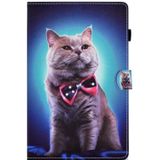 Voor Samsung Galaxy Tab A7 10.4 2020 T500 Naaien Pen Slot Lederen Tablet Case (vlinderdas Cat)