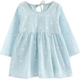 Girl Dress Children Dress Girls Long Sleeve Plaid Dress Soft Cotton Summer Princess Dresses Baby Girls Clothes  Size:130cm(Blue Stars)