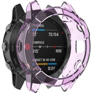 Suitable for Garmin Fenix 6S / 6S Pro transparent TPU Silica Gel Watch Case(Transparent purple)