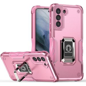 Voor Samsung Galaxy S21 FE 5G Ringhouder Antislip Armor Phone Case (Pink)
