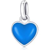 S925 Sterling Silver Heart Pendant DIY Bracelet Necklace Accessories(Blue)