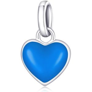 S925 Sterling Silver Heart Pendant DIY Bracelet Necklace Accessories(Blue)