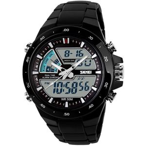 SKMEI 1016 Multifunctional Men Outdoor Sports Noctilucent Waterproof Double Digital Watch (Black)