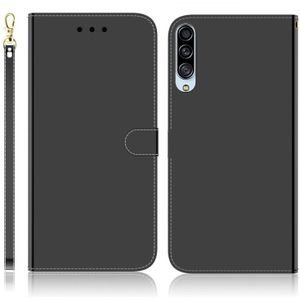 For Galaxy A90 5G Imitated Mirror Surface Horizontal Flip Leather Case with Holder & Card Slots & Wallet & Lanyard(Black)