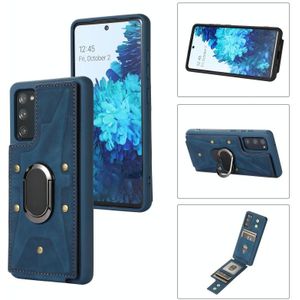 Voor Samsung Galaxy S20 FE Armor Ring Wallet Back Cover Phone Case(Blauw)