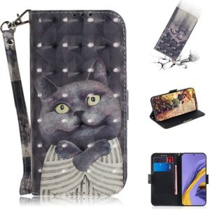For Galaxy A51 3D Formula Pattern Magnetic Attraction Horizontal Flip Leather Case with Lanyard  Support Holder & Card Slot & Wallet(Embrace The Cat)