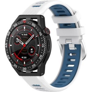 Voor Huawei Watch GT3 SE 22 mm sport tweekleurige stalen gesp siliconen horlogeband (wit + blauw)