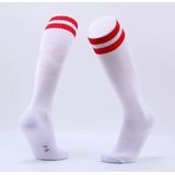 Children Football Socks Boys Soccer Sock Kid Above Knee Plain Socks Long Soccer Stockings Men Over Knee High Sock  Size:Adult Size(White with Red)