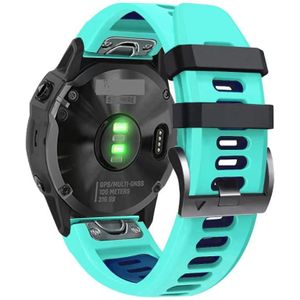 Voor Garmin Fenix 6 22mm Silicone Sports Two-Color Watch Band (Peppermint Green + Blue)