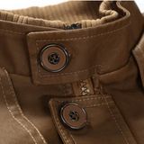 Men Long Style Leather Jacket Coat (Color:Brown Size:L)