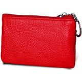 Cowhide Leather Zipper Solid Color Horizontal Card Holder Wallet RFID Blocking Coin Purse Card Bag Protect Case  Size: 11.4*7.4cm(Red)