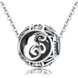 S925 Sterling Silver 26 English Letter Beads DIY Bracelet Necklace Accessories  Style:E