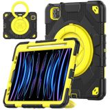 Voor iPad Pro 11 2022 / 2021 / 2020 Spider Rotatie Handvat Silicone Hybrid PC Tablet Case (Zwart Geel)