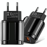 Dual USB Portable Travel Charger + 1 Meter USB to Micro USB Data Cable  EU Plug(Black)