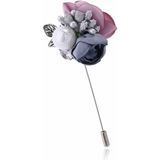 Fashion Handmade Fabric Flower Lace Pearl Brooch(Grey)