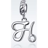 S925 Sterling Silver 26 English Letter Pendant DIY Bracelet Necklace Accessories  Style:H
