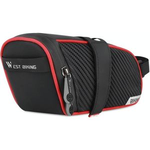WEST BIKING Bicycle Waterproof Tail Bag Mountain Bike Riding Equipment Saddle Bag Large (Black Red)