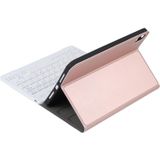 A06 Afneembare lambextuur ultradunne TPU Bluetooth-toetsenbord lederen tas met standaard voor ipad mini 6 (rose goud)