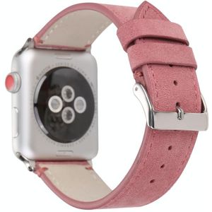 Frosted Genuine Leather Watchband Voor Apple Watch Series 6 & SE & 5 & 4 40mm / 3 & 2 & 1 38mm(roze)