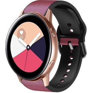 For Samsung Galaxy Watch Active 2 20mm Silicone Adhesive Leather Watch Band(Burgundy)