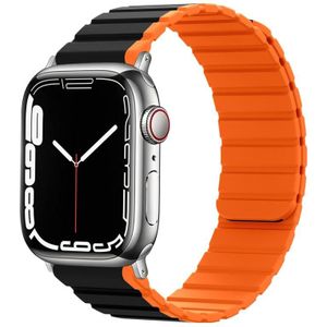 Slimme magnetische siliconen horlogeband voor Apple Watch Series 8 & 7 41 mm / SE 2 & 6 & SE & 5 & 4 40 mm / 3 & 2 & 1 38 mm (zwart + oranje)
