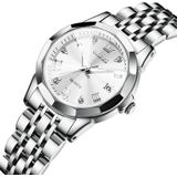 OLEVS 9931 vrouwen vlinder gesp lichtgevende waterdichte quartz horloge (wit + zilver)