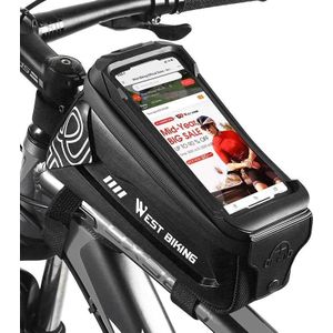 WEST BIKING 2.5L Bicycle Front Beam Mobile Phone Touch Screen Hard Shell Bag(Black)