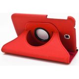 360 Degrees Rotation Litchi Texture Leather Case with Holder for Galaxy Tab 3 (7.0) / P3200 / P3210(Red)