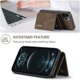 DG.MING M1 Series 3-Fold Multi Card Wallet + Magnetic Back Cover Shockproof Case with Holder Function For iPhone 12 Pro Max(Coffee)