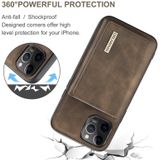 DG.MING M1 Series 3-Fold Multi Card Wallet + Magnetic Back Cover Shockproof Case with Holder Function For iPhone 12 Pro Max(Coffee)