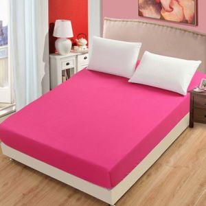 Plain Mattress Protector Bed Mat Mattress Cover Fitted Sheet  Size:180X200cm(Magenta)