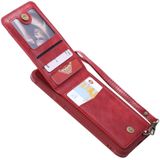 For Galaxy S8+ Vertical Flip Shockproof Leather Protective Case with Long Rope  Support Card Slots & Bracket & Photo Holder & Wallet Function(Red)