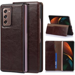 For Samsung Galaxy Z Fold2 5G 2 In 1 Crazy Horse Texture Split Horizontal Flip Leather Case with Holder & Card Slot(Dark Brown)