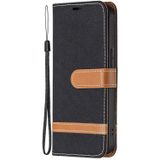 Color Matching Denim Texture Horizontal Flip Leather Case with Holder & Card Slots & Wallet & Lanyard For iPhone 13 mini(Black)