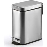 Household Stainless Steel Foot Pedal Small Rectangular Trash Can(Silver)