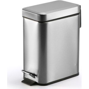 Household Stainless Steel Foot Pedal Small Rectangular Trash Can(Silver)