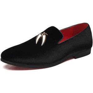 Casual Sikkel suède mannen schoenen flat slip-on puntige teen jurk schoenen loafer  maat:37 (Zwart)