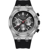 OCHSTIN 6100E multifunctioneel quartz waterdicht TPU herenhorloge (zilver + zwart)