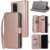 For Samsung Galaxy Note20 Zipper Wallet Bag Horizontal Flip PU Leather Case with Holder & 9 Card Slots & Wallet & Lanyard & Photo Frame(Rose Gold)