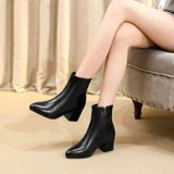 Autumn  Winter Glitter Square Heel Pointed Low-Top Women Boots  Size:43(Black)