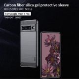 Voor Google Pixel 7 Pro 5G Mofi Gentles -serie geborstelde textuur Koolstofvezel TPU -telefoonhoesje