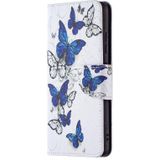 Voor Samsung Galaxy A32 4G gekleurde tekening patroon horizontale flip lederen geval met houder en kaart slots &portemonnee (blauwe vlinders)