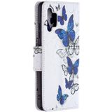 Voor Samsung Galaxy A32 4G gekleurde tekening patroon horizontale flip lederen geval met houder en kaart slots &portemonnee (blauwe vlinders)