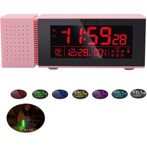 TS-P30 Multifunctional Night Light Alarm Digital Clock with FM Radio & Temperature / Humidity Display & IR Sensor Function(Pink)