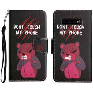 Voor Samsung Galaxy S10 + Geschilderd Patroon Horizontale Flip Lederen Case met Houder & Card Slot & Portemonnee (Red Bear)