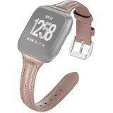 For Fitbit Versa 2 Smart Watch Genuine Leather Wrist Strap Watchband  Shrink Version(Brown)